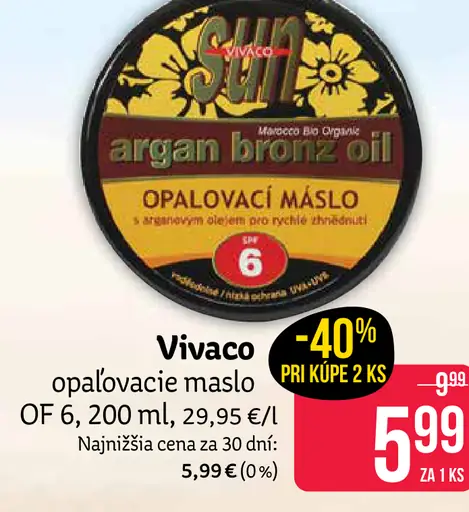 Vivaco argan bronz oil opaľovacie maslo OF 6