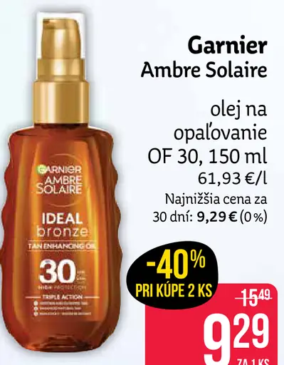 Garnier Ambre Solaire olej na opaľovanie OF 30