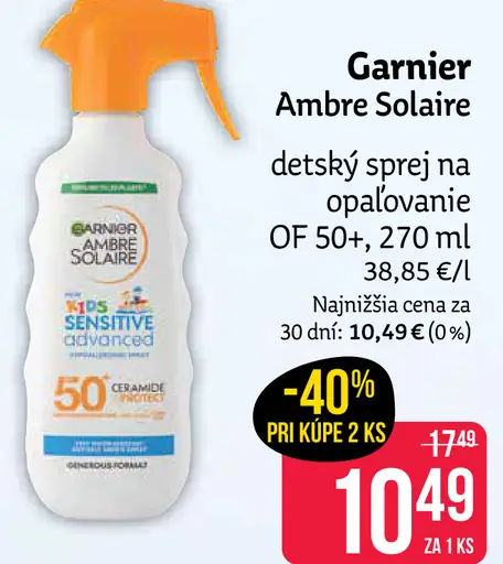 Garnier Ambre Solaire detský sprej na opaľovanie OF 50+