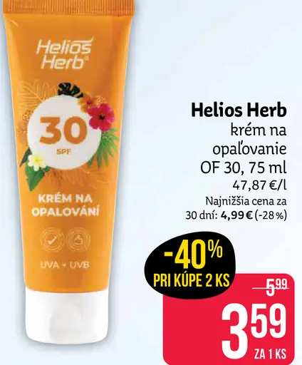 Helios Herb krém na opaľovanie OF 30