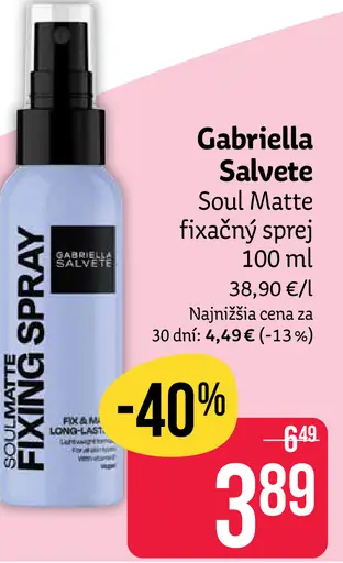 Gabriella Salvete Soul Matte fixačný sprej na make-up