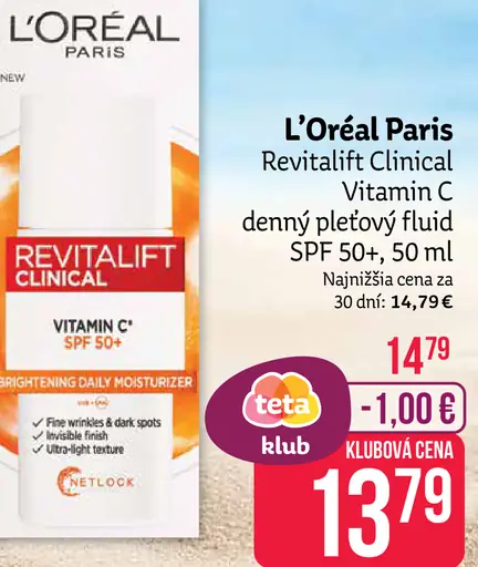 L'Oréal Paris Revitalift Clinical Vitamin C denný pleťový fluid SPF 50+