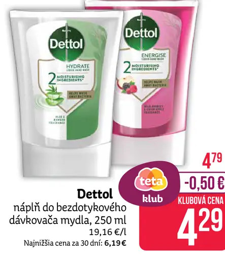 Dettol Tekuté mydlo náplň do bezdotykového dávkovača
