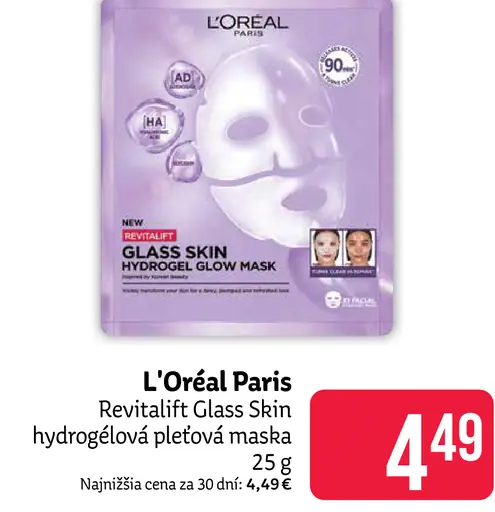 L’Oréal Paris Revitalift Glass Skin hydrogelová pleťová maska