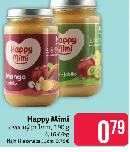 Happy Mimi ovocný príkrm Mango jablko od 6 mesiacov