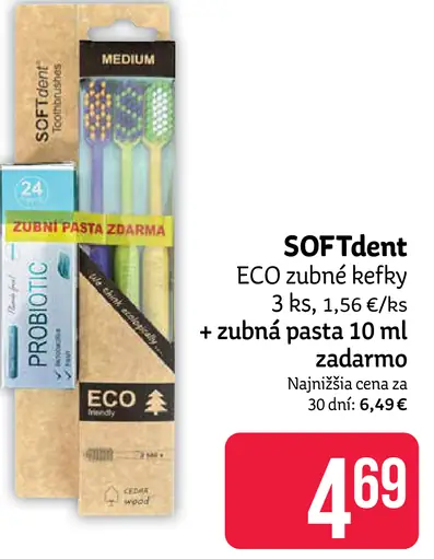SOFTdent ECO zubné kefky, 3 kusy, so zubnou pastou