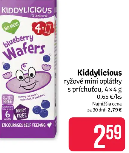 Kiddylicious ryžové mini oplátky s príchuťou