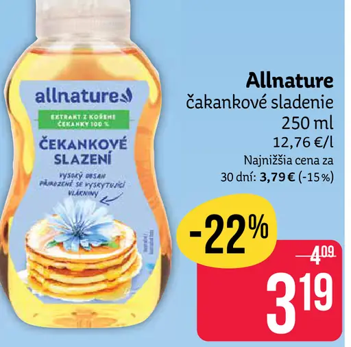 Allnature čakankové sladidlo