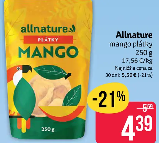 Allnature mango plátky
