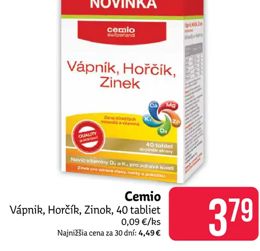 Cemio Vápnik, Horčík, Zinok