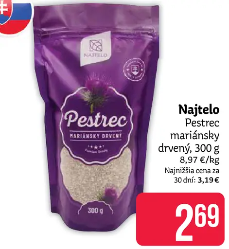 Najtelo Pestrec mariánsky drvený