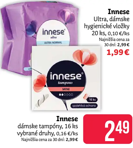 Innese dámske tampóny, vybrané druhy