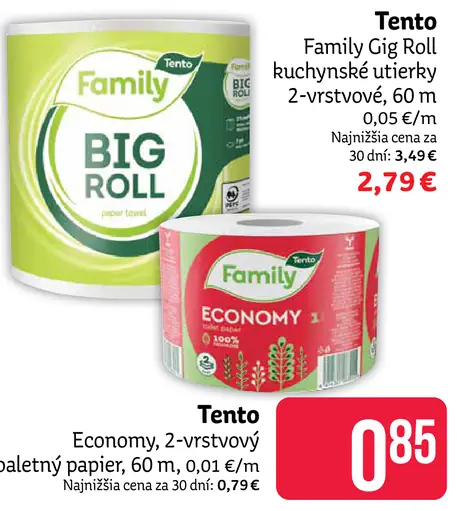 Tento Economy toaletný papier 2 vrstvový 1 kotúč