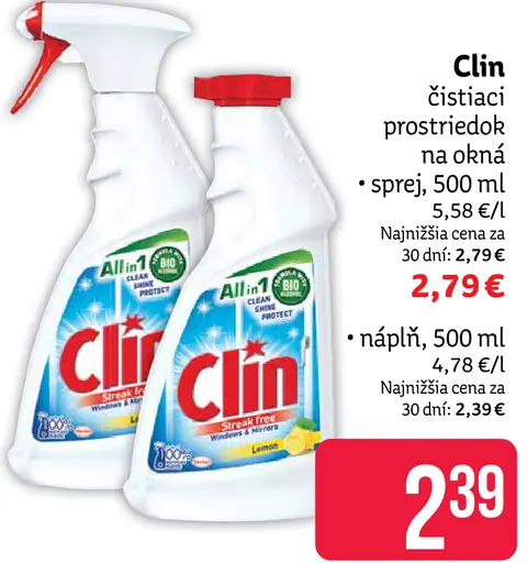 Clin čistiaci prostriedok na okná
