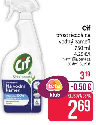 Cif prostriedok na vodný kameň