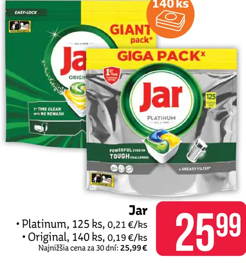 Jar Platinum tablety do umývačky