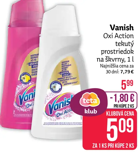 Vanish Oxi Action, tekutý prostriedok na škvrny