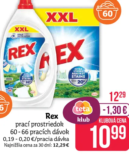 Rex prací gél, prášok