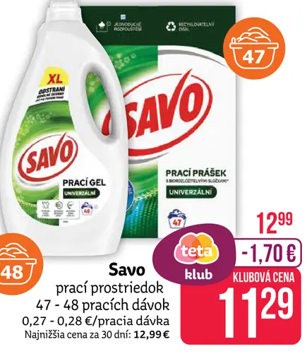 Savo prací prostriedok, prací gél a prášok