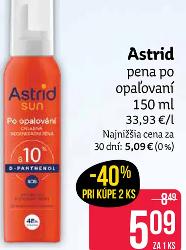 Astrid pena po opaľovaní