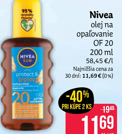 Nivea olej na opaľovanie OF 20