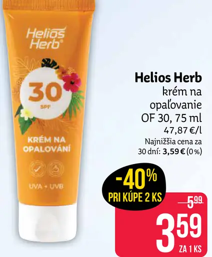 Helios Herb krém na opaľovanie OF 30