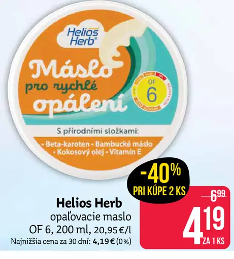 Helios Herb opaľovacie maslo OF 6