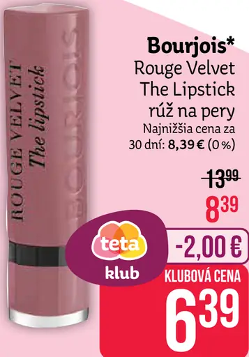 Bourjois Rouge Velvet The Lipstick rúž na pery