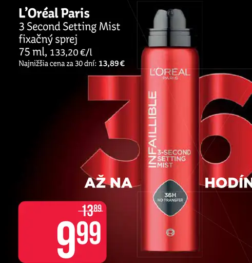 L’Oréal Paris 3 Second Setting Mist fixačný sprej