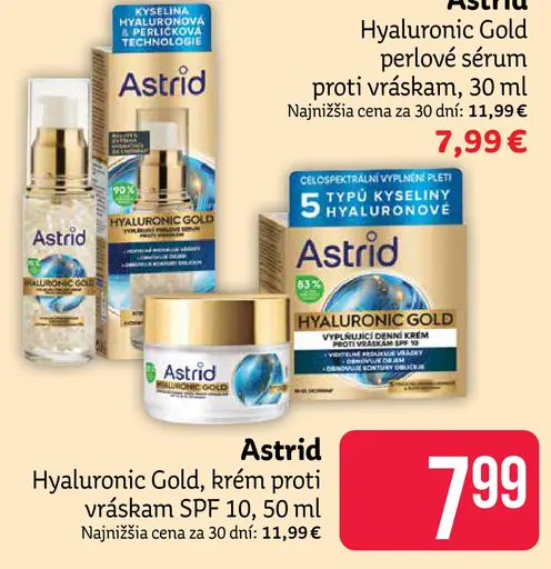 Astrid Hyaluronic Gold vyplňujúce perlové sérum proti vráskam