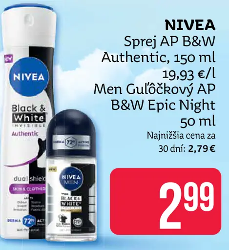 Nivea sprej antiperspirant B&W Authentic