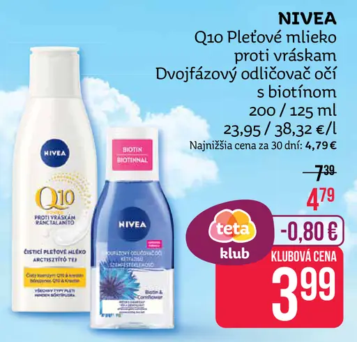 Nivea Q10 Pleťové mlieko proti vráskam
