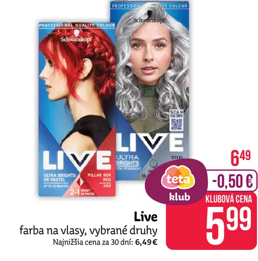 Live farba na vlasy Ultra Bright vybrané druhy