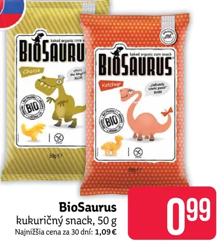 BioSaurus kukuričný snack