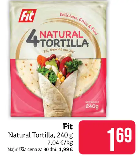 Tortilla Fit natural celozrnná