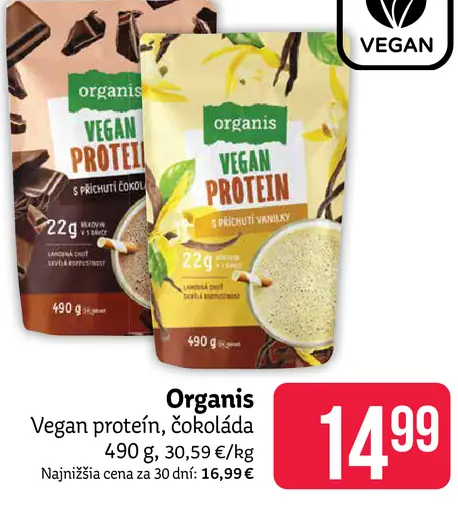 Organis Vegan proteín, čokoláda