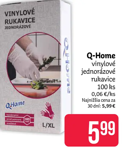 Q-Home vinylové jednorazové rukavice, veľkosť L/XL
