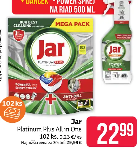 Jar Platinum Plus All in One kapsuly do umývačky riadu