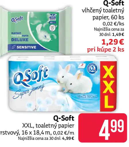 Q-Soft vlhčený toaletný papier