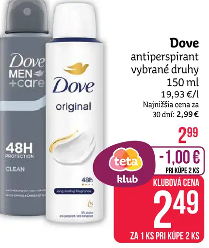 Dove pánsky antiperspirant vybrané druhy