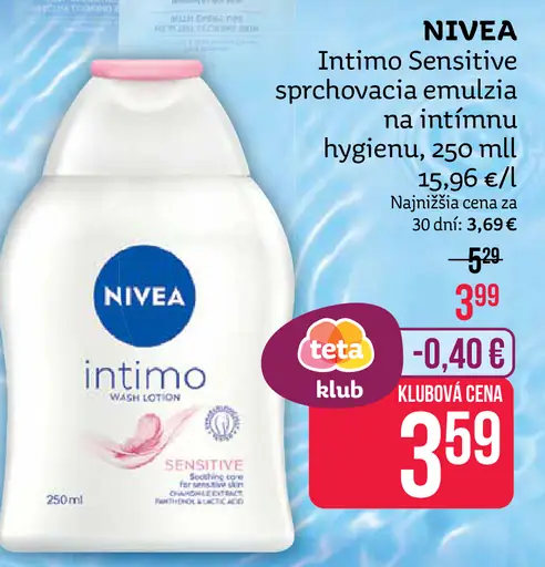 Nivea Intimo Sensitive sprchovacia emulzia na intímnu hygienu
