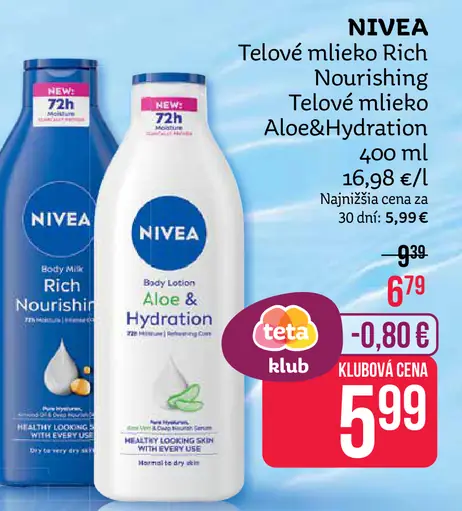 Nivea Telové mlieko Aloe & Hydration