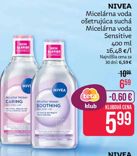 Nivea micelárna voda ošetrujúca suchú pleť