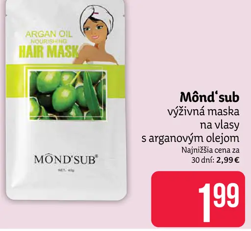 Mönđ'sub výživná maska na vlasy s arganovým olejom