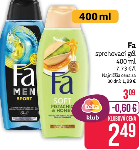 Fa sprchovací gél – Men Sport, Soft Pistachio & Honey