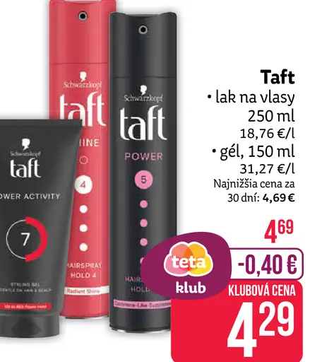 Taft lak na vlasy – Shine, Power