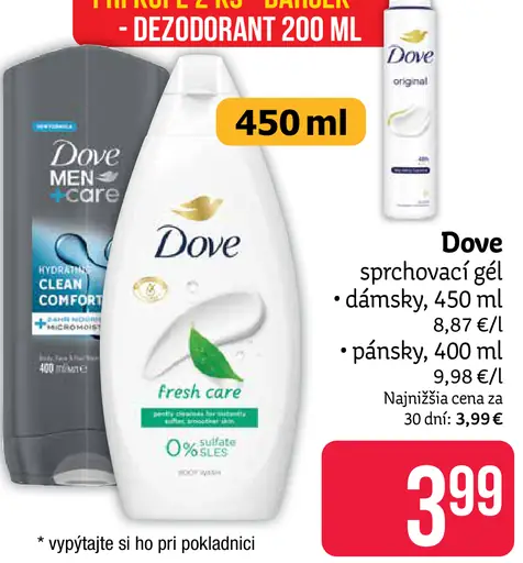 Dove Fresh Care sprchovací gél pre ženy