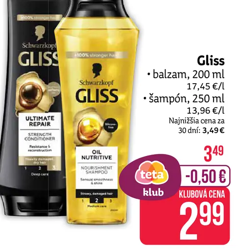 Schwarzkopf Gliss Oil Nutritive šampón