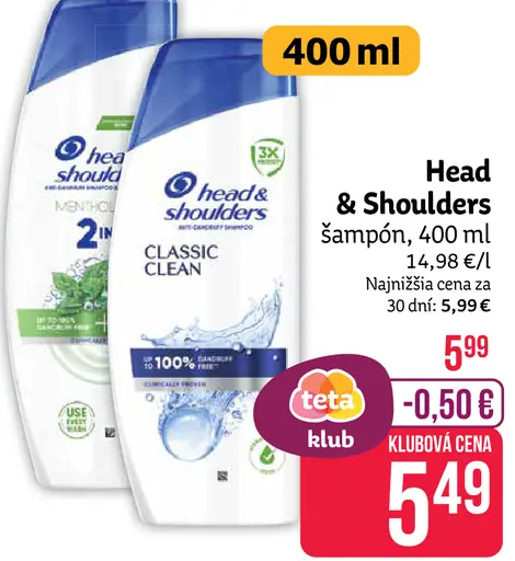 Head&Shoulders šampón rôzne druhy