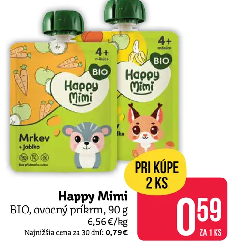 Happy Mimi BIO ovocný príkrm, mrkva a jablko